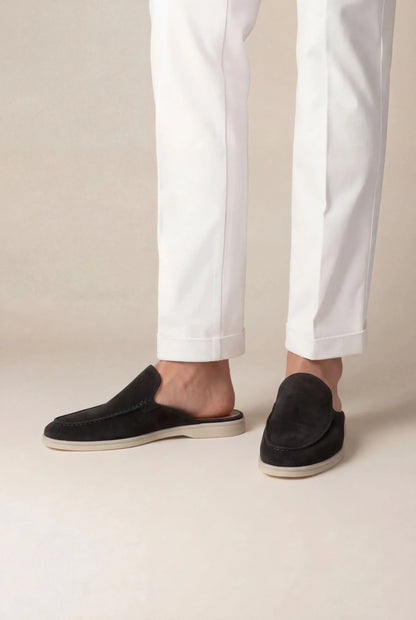 Schwarze Yacht-Pantolette aus Wildleder