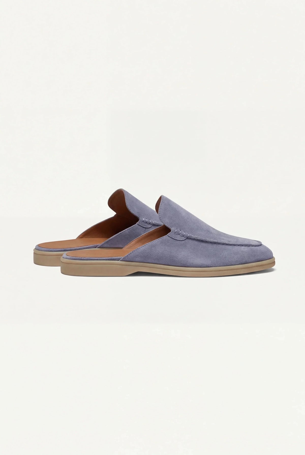 Babyblaue Yacht-Pantolette aus Wildleder