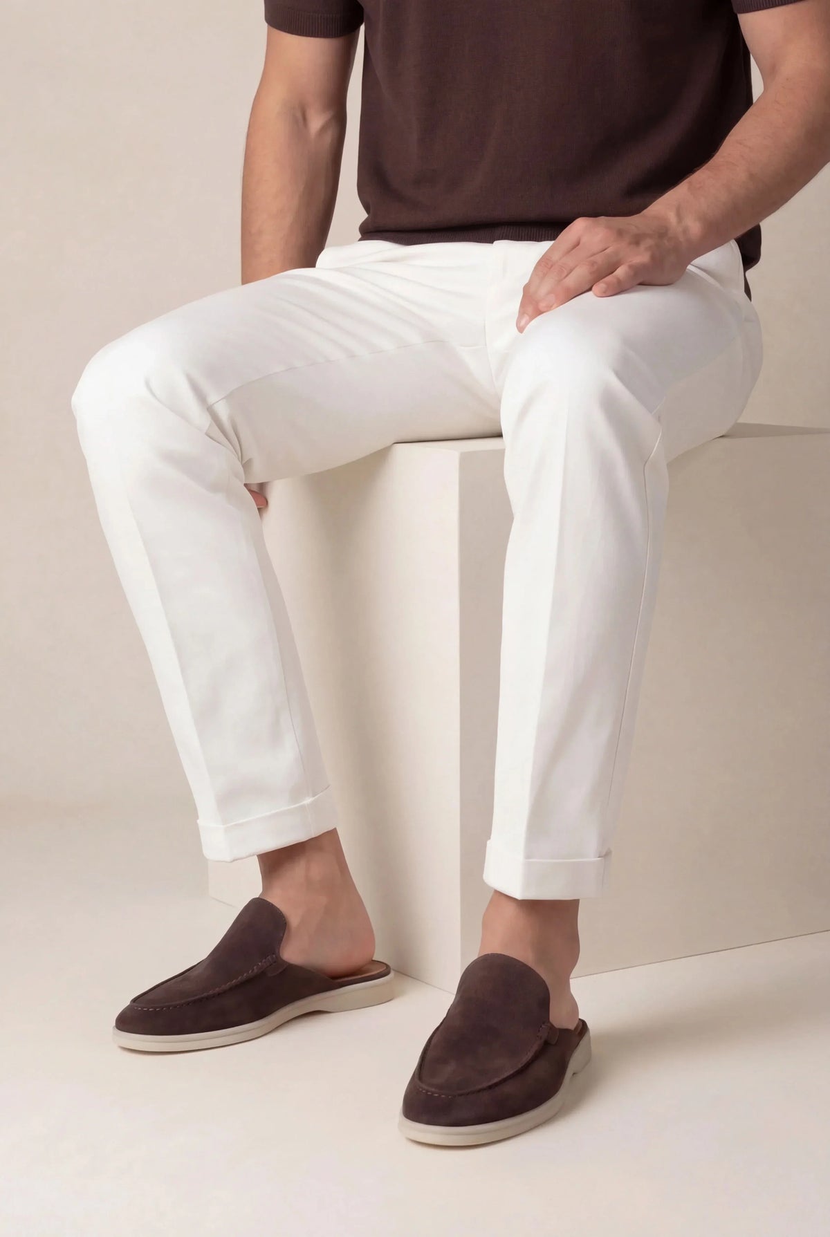 Braune Veloursleder-Yacht-Mule